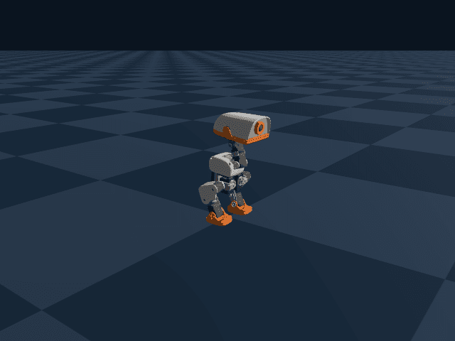 MicroDuck articulated robot running in Genesis